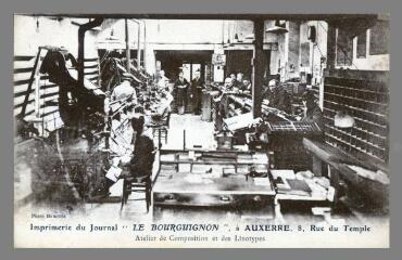 Auxerre. Imprimerie du journal " Le Bourguignon ", 8, rue du Temple