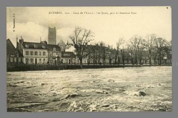 Auxerre. Crue de l'Yonne de 1910, les quais pris du nouveau pont B. Vannesson
