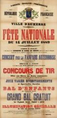 « Fête nationale du 14 juillet 1889 » : programme.