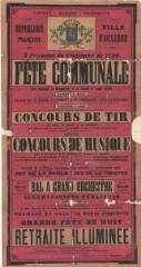 « À l'occasion du centenaire de 1789, fête communale, les samedi 3, dimanche 4 et lundi 5 août 1889 » : programme.