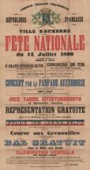 « Fête nationale du 14 juillet 1890 » : programme.