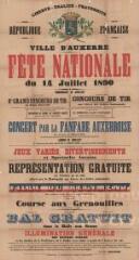 « Fête nationale du 14 juillet 1890 » : programme.