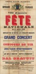 « Fête nationale du 14 juillet 1891 » : programme.
