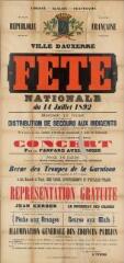« Fête nationale du 14 juillet 1892 » : programme.