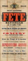 « Fête nationale du 14 juillet 1892 » : programme.