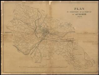 « Plan du territoire de la commune d'Auxerre », 1889, impression noir et blanc, échelle 1:20 000e : fond de plan vierge