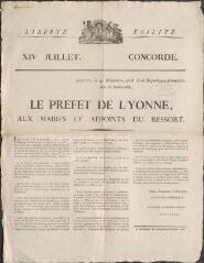 Fête nationale de la Concorde du 14 juillet : avis du préfet de l'Yonne.