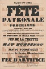 « Fête patronale du 15 août » [1860] : programme.