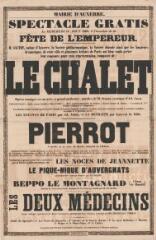 « Spectacle gratis le mercredi 15 août 1860, à l’occasion de la fête de l'Empereur » : programme.