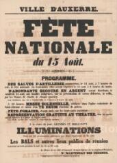 « Fête nationale du 15 août » [1862] : programme.