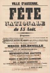 « Fête nationale du 15 août » [1863] : programme.