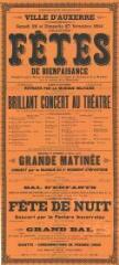 « Samedi 26 et dimanche 27 novembre 1904, grandes fêtes de bienfaisance organisées par le bureau de bienfaisance, le comité de l'extinction de la mendicité, avec concours de la municipalité » : programme.