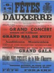 « Du 6 au 14 août 1955, fêtes d'Auxerre, en souvenir de l'affranchissement de la ville (1er août 1223) » : programme.