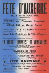 « Fête d'Auxerre (du 4 au 12 août 1956) » : programme.