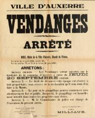 « Vendanges » : arrêté du maire d’Auxerre.