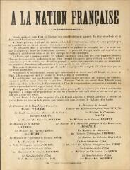 « À la nation française » : proclamation du gouvernement.