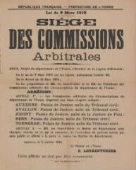 « Siège des commissions arbitrales » : arrêté du préfet de l’Yonne.