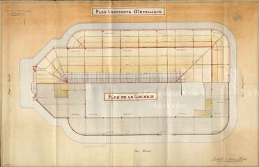 Projet Dumez pour la construction d’un marché couvert : « Plan charpente métallique / plan de la galerie ».