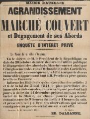 « Agrandissement du marché couvert et dégagement de ses abords. Enquête d’intérêt privé » : avis du maire d’Auxerre.