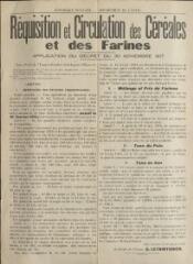 « Réquisition et circulation des céréales et des farines. Application du décret du 30 novembre 1917 » : arrêté du préfet de l’Yonne.