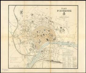« Plan d'Auxerre édité par Albert Gallot, imprimeur, 1909 », échelle 1:5000e, impression noir et blanc. Albert Gallot Auxerre