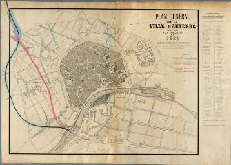 Plan général de la ville d'Auxerre et de ses abords en 1881 [contient un plan du quartier neuf des Moreaux 20 x 30 cm]