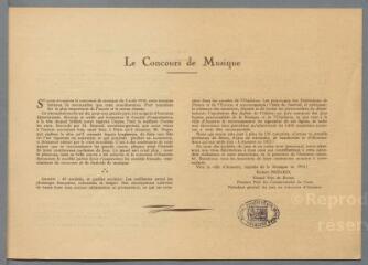 Album souvenir du concours international de musique des 4, 5 et 6 août 1934.