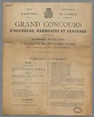Grand Concours Musical Orphéons, Harmonies et Fanfares. Le dimanche 25 juin 1893.