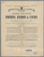 Grand concours d'orphéons, harmonies et fanfares donné le dimanche 14 mai 1882.