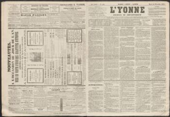 L'Yonne : journal du département, n° 158, mardi 29 décembre 1863