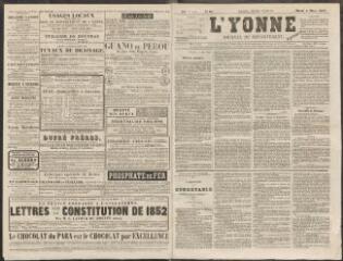 L'Yonne : journal du département, n° 27, mardi 3 mars 1863