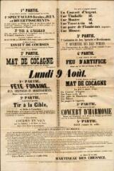 1 vue  - Fête patronale d’Auxerre les [8] et 9 août 1852 : programme et mesures d\'ordre et de police. (ouvre la visionneuse)