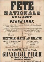 1 vue  - « Fête nationale du 15 août » [1853] : programme. (ouvre la visionneuse)