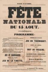 1 vue  - « Fête nationale du 15 août » [1859] : programme. (ouvre la visionneuse)