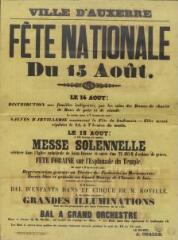 1 vue  - « Fête nationale du 15 août » [1867] : programme. (ouvre la visionneuse)