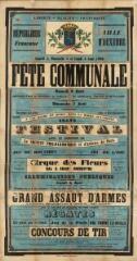 1 vue  - « Samedi 2, dimanche 3 et lundi 4 août 1890, fête communale » : programme. Exemplaire bleu. (ouvre la visionneuse)