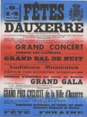 1 vue  - « Du 6 au 14 août 1955, fêtes d\'Auxerre, en souvenir de l\'affranchissement de la ville (1er août 1223) » : programme. (ouvre la visionneuse)