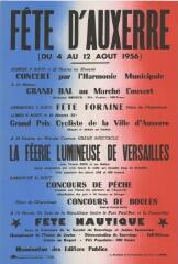1 vue  - « Fête d\'Auxerre (du 4 au 12 août 1956) » : programme. (ouvre la visionneuse)