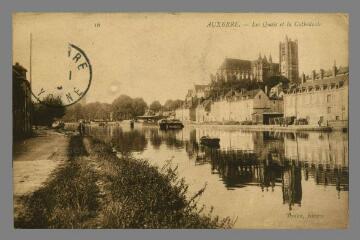 1 vue  - 16. Auxerre. Les quais et la Cathédrale (ouvre la visionneuse)