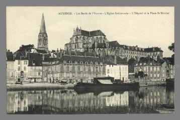1 vue  - Auxerre. Les Bords de L\'yonne, l\'Église St-Germain, l\'Hôpital et la Place St-Nicolas (ouvre la visionneuse)