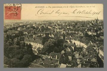 1 vue  - Auxerre. Vue panoramique prise de l\'Église Saint-Pierre, vers le Sud (ouvre la visionneuse)