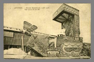 1 vue  - 7. Auxerre. Retraite illuminée du 2 août 1908 : Char de la Fée du Nil (ouvre la visionneuse)