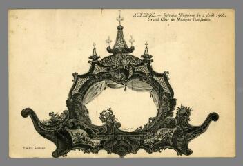 1 vue  - Auxerre. Retraite illuminée du 2 août 1908 : Grand Char de Musique Pompadour (ouvre la visionneuse)