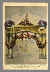 1 vue  - Souvenir du Grand Concours de Musique, Fêtes d\'Auxerre des 5 et 6 août 1934 : l\'Arc de Triomphe de la rue du Temple (ouvre la visionneuse)