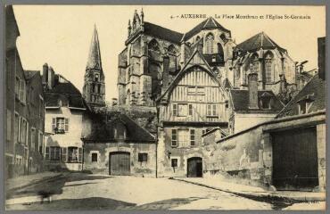 1 vue  - 4. Auxerre. La place Montbrun et l\'église Saint-Germain. (ouvre la visionneuse)