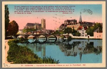 1 vue  - 57. Auxerre. Vue prise des bords de l\'Yonne en aval du Pont-Neuf. (ouvre la visionneuse)