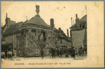 1 vue  - Auxerre. Retraite Illuminée du 2 août 1908. Char des roses. (ouvre la visionneuse)