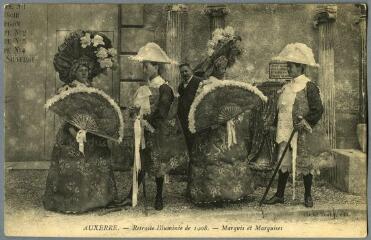 1 vue  - Auxerre. Retraite Illuminée du 2 août 1908. Marquis et Marquises. (ouvre la visionneuse)