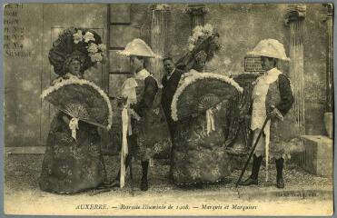 1 vue  - Auxerre. Retraite Illuminée du 2 août 1908. Marquis et Marquises. (ouvre la visionneuse)