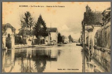 1 vue  - Auxerre. Crue de 1910. Avenue de Saint Florentin. (ouvre la visionneuse)